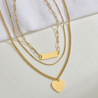 Simple Style Heart Shape Stainless Steel Plating Layered Necklaces 1 Piece main image 3