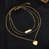 Simple Style Heart Shape Stainless Steel Plating Layered Necklaces 1 Piece main image 2
