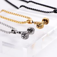 Hip-hop Dumbbell Stainless Steel Plating Pendant Necklace 1 Piece main image 8