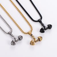 Hip-hop Dumbbell Stainless Steel Plating Pendant Necklace 1 Piece main image 4