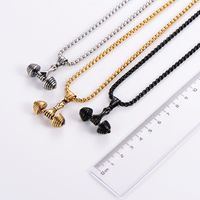 Hip-hop Dumbbell Stainless Steel Plating Pendant Necklace 1 Piece main image 2
