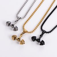 Hip-hop Dumbbell Stainless Steel Plating Pendant Necklace 1 Piece main image 3