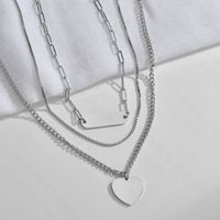 Simple Style Heart Shape Stainless Steel Plating Layered Necklaces 1 Piece sku image 1