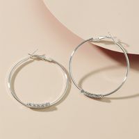 1 Pair Fashion Circle Inlay Titanium Steel Rhinestones Hoop Earrings main image 3