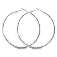 1 Pair Fashion Circle Inlay Titanium Steel Rhinestones Hoop Earrings main image 2
