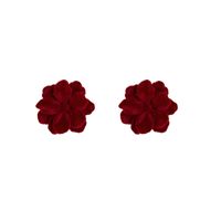 Retro Flower Flocking Three-dimensional Women's Ear Studs 1 Pair main image 2