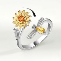 Pastoral Sunflower Copper Plating Open Ring main image 6