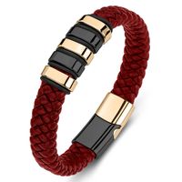 Mode Geometrisch Rostfreier Stahl Pu-leder Stricken Unisex Armbänder main image 6