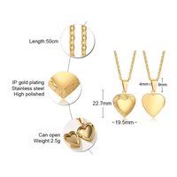 Simple Style Heart Shape Stainless Steel Plating Zircon Pendant Necklace 1 Piece main image 2