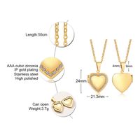 Simple Style Heart Shape Stainless Steel Plating Zircon Pendant Necklace 1 Piece sku image 9