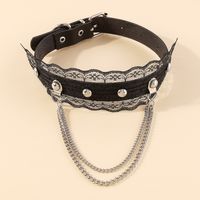 Sexy Butterfly Alloy Lace Pu Women's Choker 1 Piece sku image 2