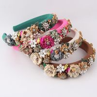 Women's Fashion Flower Cloth Diamond Artificial Pearls Hair Band main image 6