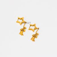 Fashion Rose Stainless Steel Gold Plated Earrings 1 Pair sku image 3