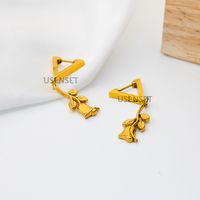 Fashion Rose Stainless Steel Gold Plated Earrings 1 Pair sku image 2