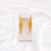 Fashion Geometric Stainless Steel Gold Plated Zircon Drop Earrings 1 Pair main image 5