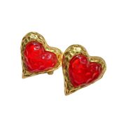 Fashion Heart Shape Glass Heart Artificial Gemstones Women's Ear Studs 1 Pair main image 4