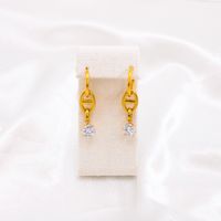 Fashion Geometric Stainless Steel Gold Plated Zircon Drop Earrings 1 Pair main image 3