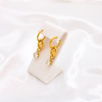 Fashion Geometric Stainless Steel Gold Plated Zircon Drop Earrings 1 Pair sku image 1