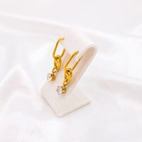 Fashion Geometric Stainless Steel Gold Plated Zircon Drop Earrings 1 Pair main image 2