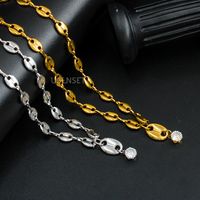 Fashion Geometric Titanium Steel Gold Plated Zircon Pendant Necklace main image 3