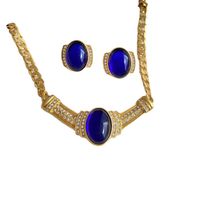 Simple Style Geometric Heart Shape Alloy Glass Plating Rhinestones Women's Earrings Necklace 1 Piece main image 4