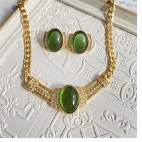 Simple Style Geometric Heart Shape Alloy Glass Plating Rhinestones Women's Earrings Necklace 1 Piece main image 5