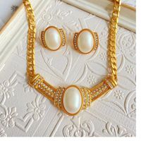 Simple Style Geometric Heart Shape Alloy Glass Plating Rhinestones Women's Earrings Necklace 1 Piece main image 6