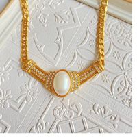 Simple Style Geometric Heart Shape Alloy Glass Plating Rhinestones Women's Earrings Necklace 1 Piece sku image 13