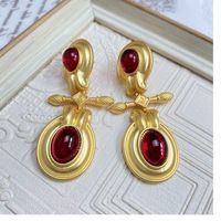 Retro Water Droplets Alloy Inlay Artificial Gemstones Women's Drop Earrings 1 Pair main image 5