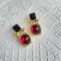 Fashion Geometric Alloy Gold Plated Artificial Gemstones Women's Ear Studs 1 Pair main image 5
