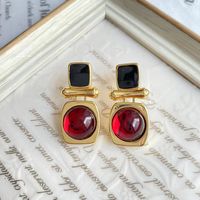 Fashion Geometric Alloy Gold Plated Artificial Gemstones Women's Ear Studs 1 Pair sku image 3