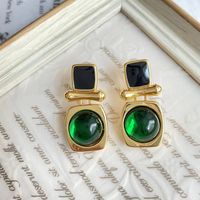 Fashion Geometric Alloy Gold Plated Artificial Gemstones Women's Ear Studs 1 Pair sku image 2