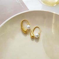 Retro Geometric Copper Inlay Artificial Pearls Earrings 1 Pair main image 1