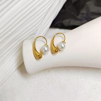 Retro Geometric Copper Inlay Artificial Pearls Earrings 1 Pair main image 3