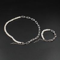 Retro Geometrische Edelstahl Perlen Armbänder Halskette 1 Stück main image 4