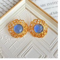 Wholesale Jewelry 1 Piece 1 Pair Simple Style Geometric Alloy Glass Ear Studs Brooches sku image 2
