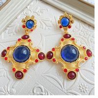 Vintage Style Geometric Alloy Plating Inlay Artificial Gemstones Women's Drop Earrings 1 Pair main image 1