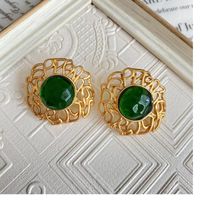 Wholesale Jewelry 1 Piece 1 Pair Simple Style Geometric Alloy Glass Ear Studs Brooches sku image 1