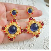 Vintage Style Geometric Alloy Plating Inlay Artificial Gemstones Women's Drop Earrings 1 Pair main image 3