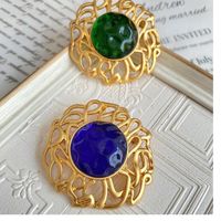 Wholesale Jewelry 1 Piece 1 Pair Simple Style Geometric Alloy Glass Ear Studs Brooches main image 1