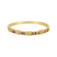 Fashion Square Gold Plated Brass Plating Inlay Zircon Bangle 1 Piece main image 3