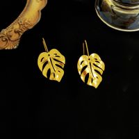 Retro Leaf Copper Plating Drop Earrings 1 Pair sku image 1