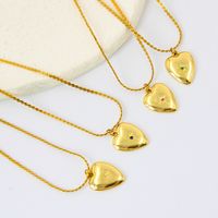 Fashion Heart Shape Stainless Steel Plating Inlay Zircon Pendant Necklace 1 Piece main image 1