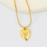Fashion Heart Shape Stainless Steel Plating Inlay Zircon Pendant Necklace 1 Piece sku image 3