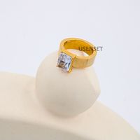 Fashion Square Stainless Steel Plating Inlay Zircon Rings 1 Piece main image 5