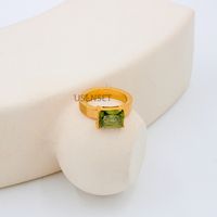 Fashion Square Stainless Steel Plating Inlay Zircon Rings 1 Piece main image 3