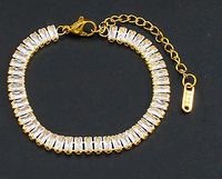 Retro Geometric Stainless Steel Inlay Zircon Bracelets Necklace sku image 3