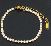Retro Geometric Stainless Steel Inlay Zircon Bracelets Necklace sku image 1