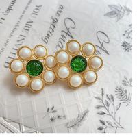 Simple Style Flower Alloy Plating Artificial Gemstones Women's Ear Studs 1 Pair main image 2