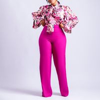 Women's Fashion Flower Spandex Printing Pants Sets main image 1